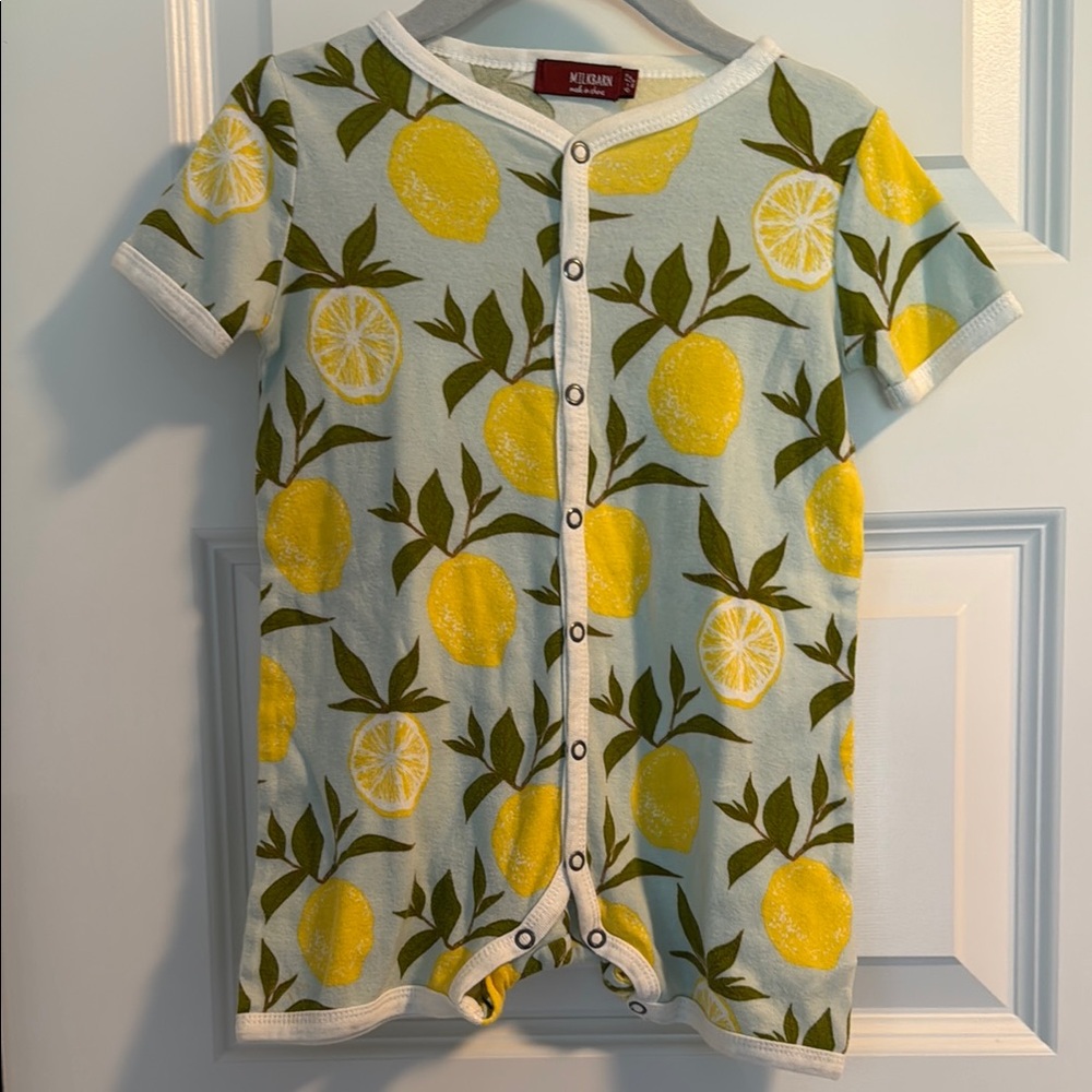 Milkbarn Kids Lemon Print Shortall